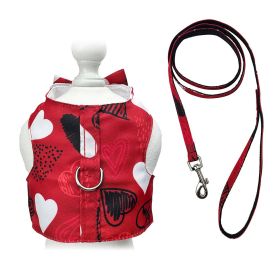 Abstract Hearts Harness Vest with Matching Leash - L