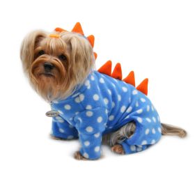 Polka Dots DINO Fleece Hooded Bodysuit/Pajamas - L