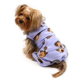 Silly Monkey Front Sleeveless Fleec Pajamas - Lavender - L