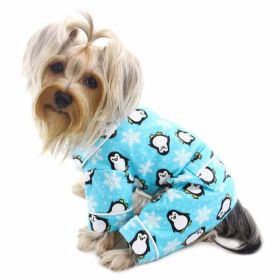 Penguins & Snowflake Flannel PJ with 2 Pockets (Turquoise) - XL