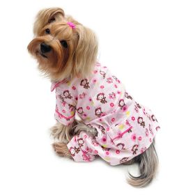 Girly Monkey Flannel Pajamas with 2 Pockets - XL