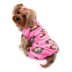 Silly Monkey Front Sleeveless Fleec Pajamas - Pink - XL