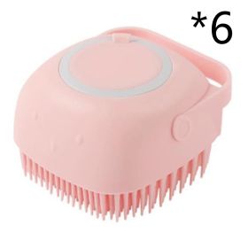 Silicone Dog Bath Massage Gloves Brush Pet Cat Bathroom Cleaning Tool Comb Brush For Dog Can Pour Shampoo Dog Grooming Supplies (Option: Pink 6pcs-square)