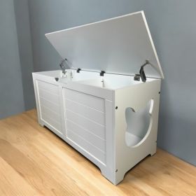 39.4 Top Open Cat Litter Box Enclosure Furniture, Cat Washroom, Hidden Litter Box Cover, Cabinet For Large Cat, Dog Proof Cat Litter Boxes, Hidea (Option: Cream White)