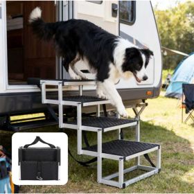 Foldable Dog Ramp For Cars, SUVs, Trucks, Portable Pet Dog Stairs For Large Dogs With Non-Slip Surface  Reinforced Design, Lightweight Yet Sturdy (Color: Black)