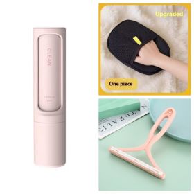 2-1 Reusable Pet Hair Remover Brush Lint Roller Portable Effective Self Cleaning Tool for Cat Dog Fur Hair Dust Removal Brush (Color: Pink Set)
