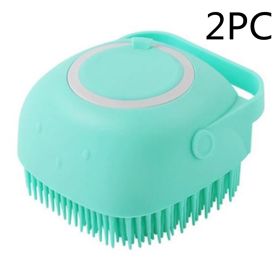 Silicone Dog Bath Massage Gloves Brush Pet Cat Bathroom Cleaning Tool Comb Brush For Dog Can Pour Shampoo Dog Grooming Supplies (Option: Green 2PC-square)