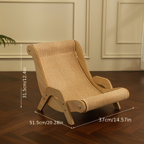 Natural Wood Durable Sisal Cat Hammock With Scratching Board - Multifunctional Indoor Cat Furniture, Ergonomic Lounger For Rest And Play, Scratch (size: small)