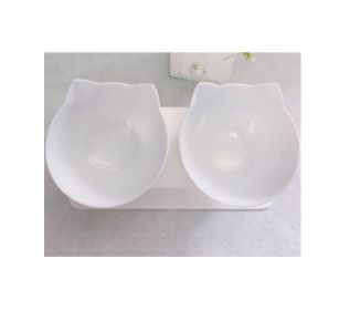 Cat Double Bowl Cat Food Bowl Protects Cervical Vertebra (Option: Two white)