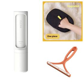 2-1 Reusable Pet Hair Remover Brush Lint Roller Portable Effective Self Cleaning Tool for Cat Dog Fur Hair Dust Removal Brush (Color: White Set)
