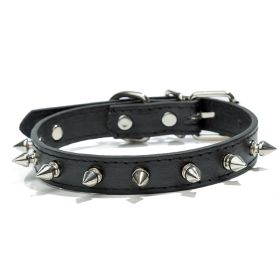 Anti-Bit Pet Necklace; Durable Dog Rivet Collar For Puppy; Pet Supplies (Color: Black, size: S)