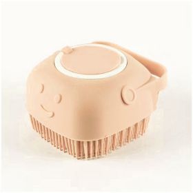 Silicone Dog Bath Massage Gloves Brush Pet Cat Bathroom Cleaning Tool Comb Brush For Dog Can Pour Shampoo Dog Grooming Supplies (Option: Beige-Round shape)